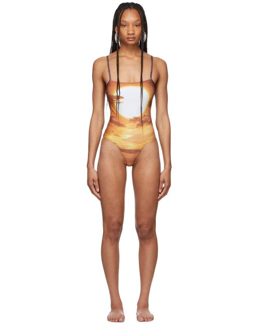 Priscavera Brown Printed One-Piece Swimsuit