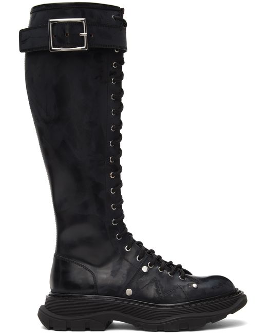 Alexander McQueen Tread Lace-Up Tall Boots