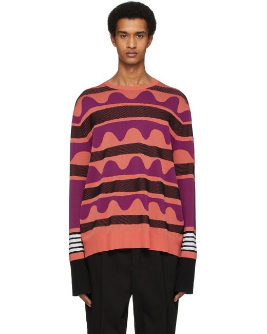 Neil Barrett Striped Primitive Art Sweater