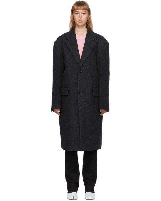 We11done Grey Wool Two-Button Coat