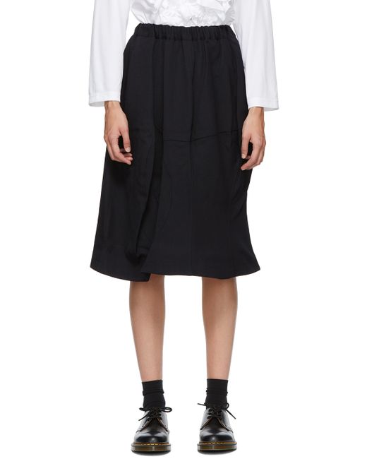 Comme Des Garçons Comme Des Garçons Navy Wool Midi Skirt