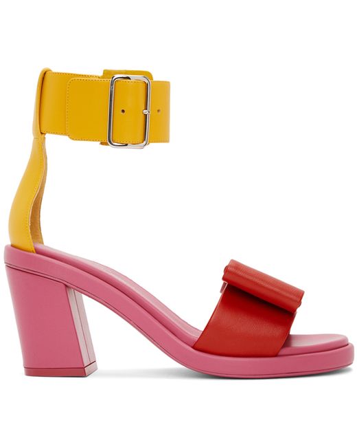 Comme Des Garçons Pink Yellow Bow Heeled Sandals