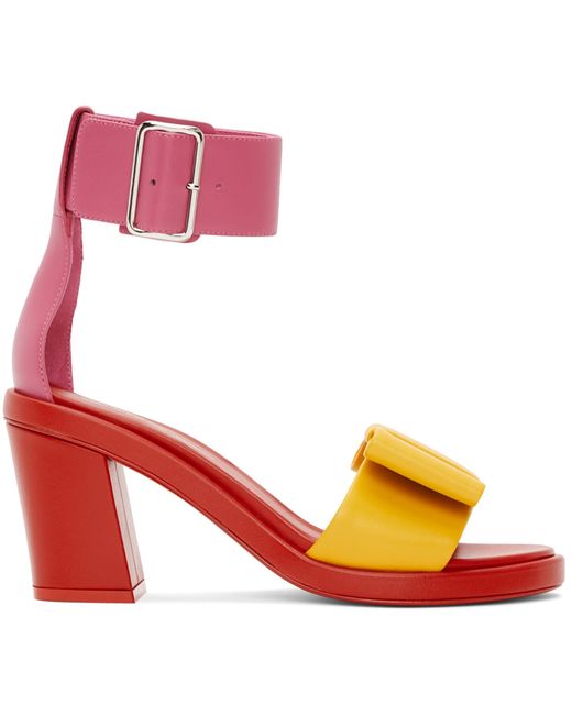 Comme Des Garçons Red Pink Bow Heeled Sandals