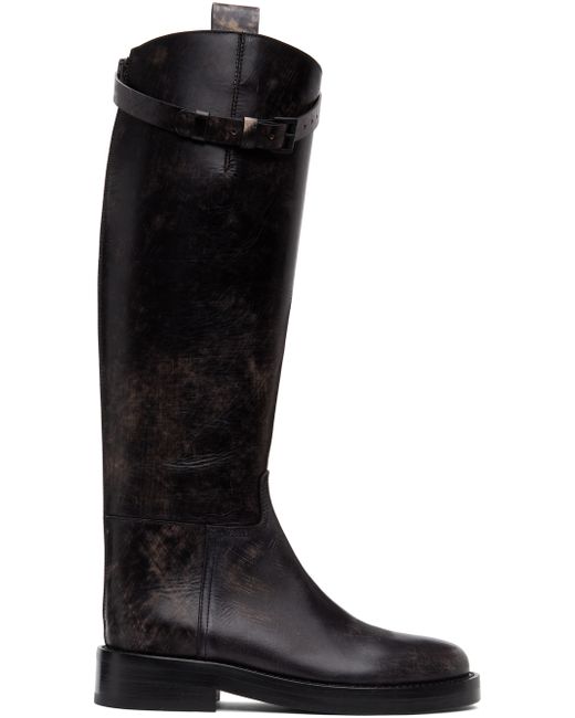 Ann Demeulemeester SSENSE Exclusive Distressed Buckle Riding Boots