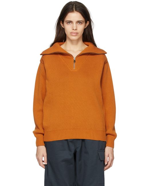 Gr10K Orange Anti Cotton Half-Zip Sweater