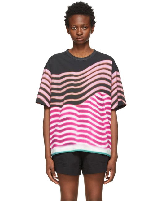 Dries Van Noten Black Pink Len Lye Edition Stripes T-Shirt
