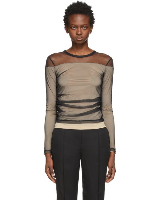 Helmut Lang Tulle Layered Long Sleeve T-Shirt