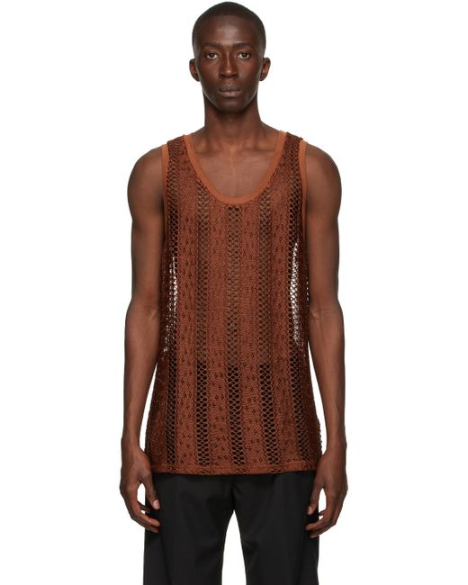 Cmmn Swdn Brown Knitted Lace Tank Top