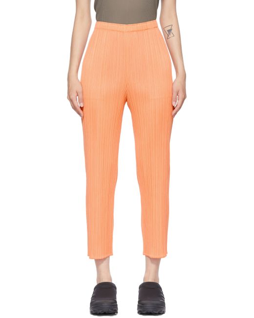 Pleats Please By Issey Miyake Orange Bouquet Colors Trousers