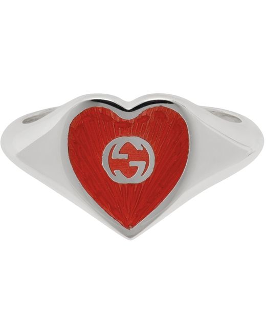 Gucci Red Heart Interlocking G Ring