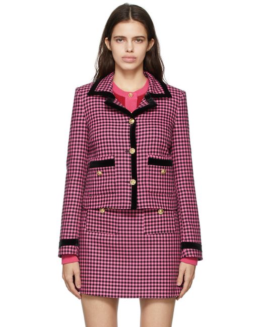 Versace Jeans Couture Black Gingham Pattern Blazer