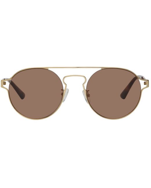 McQ Alexander McQueen Gold Metal Round Sunglasses