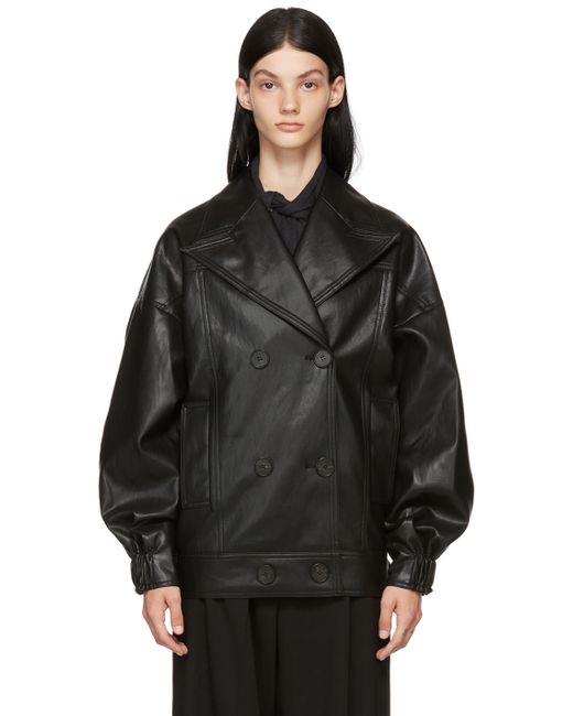 Lvir Double-Breasted Faux-Leather Jacket