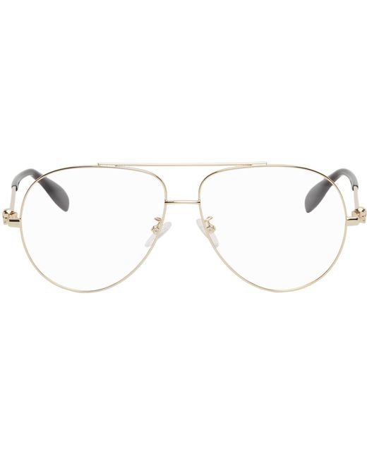 Alexander McQueen Gold Aviator Glasses