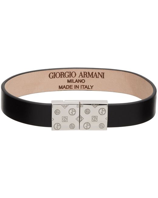 Giorgio Armani Leather Silver Bracelet