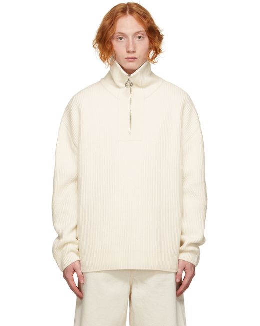 Solid Homme Off-White Half-Zip Sweater
