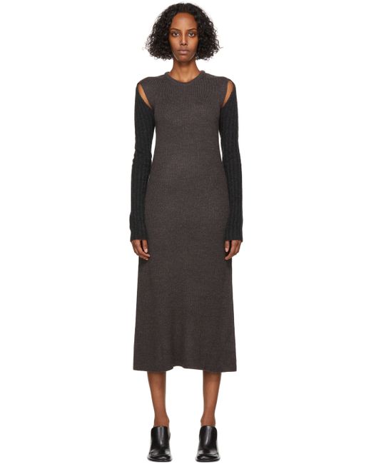 TheOpen Product Grey Shoulder Cut Knit Dress