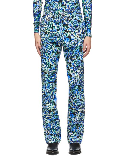 Paco Rabanne Multicolor Corduroy Floral Print Trousers