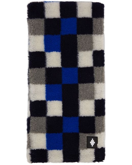 Marcelo Burlon County Of Milan Grey Wool Checkerboard Scarf