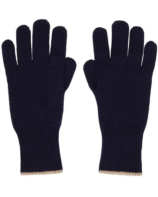 Brunello Cucinelli Navy Cashmere Gloves