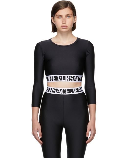 Versace Jeans Couture Logo Crop Long Sleeve T-Shirt