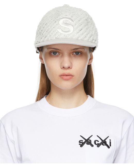 Sacai Off-White Logo Tweed Cap