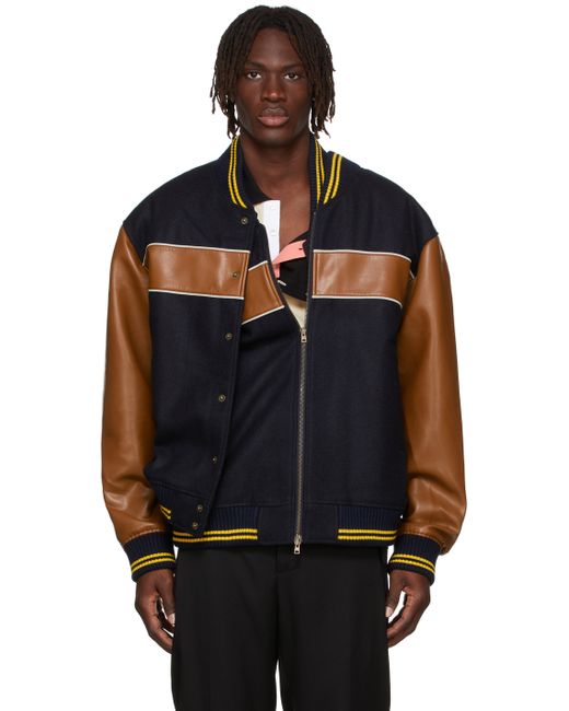Y / Project Black Brown Double Stripe Bomber Jacket