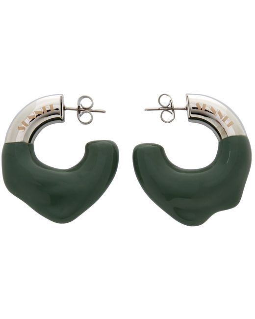 Sunnei Green Small Rubberized Earrings