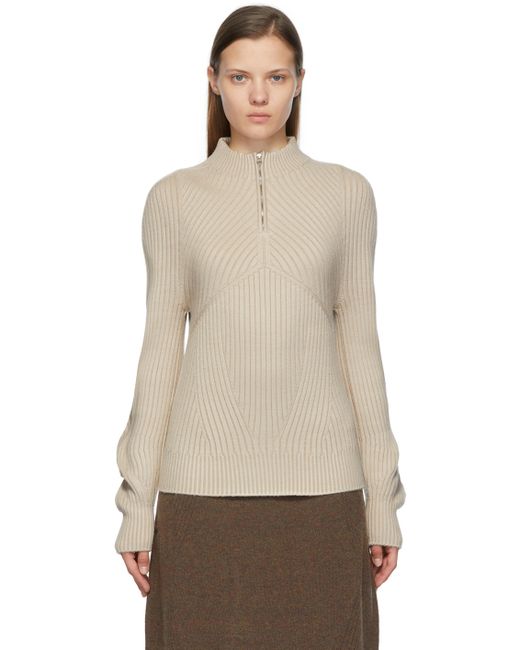 Low Classic Ribbed Wholegarment Half-Zip Sweater