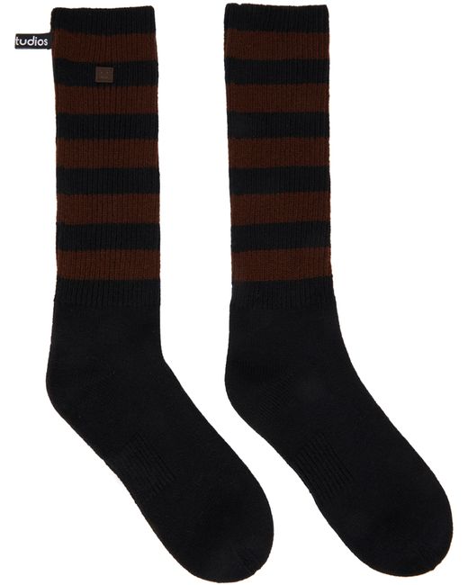 Acne Studios Black Striped Face Patch Socks