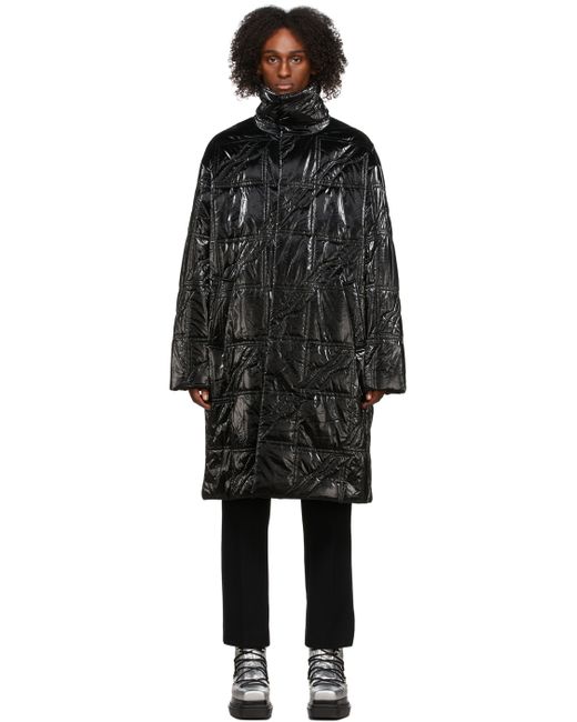 We11done Square Logo Quilted Long Coat