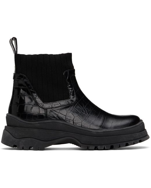 Staud Croc-Embossed Bow Boots
