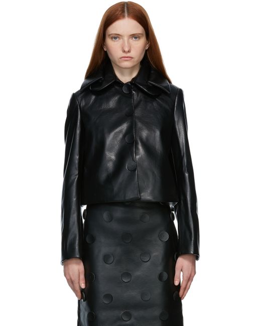 Shushu-Tong Faux-Leather Cropped Jacket