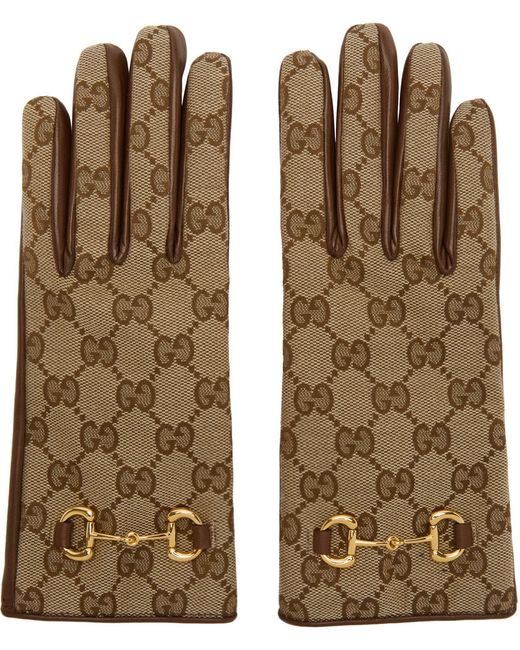 Gucci Brown Canvas Gloves