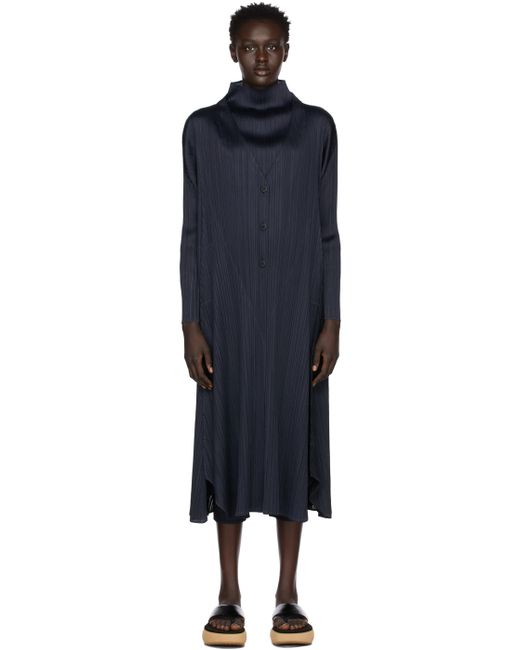 Pleats Please By Issey Miyake Navy Monthly Colors November Coat