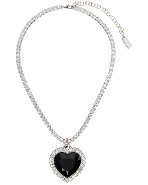 Vetements Silver Crystal Heart Necklace