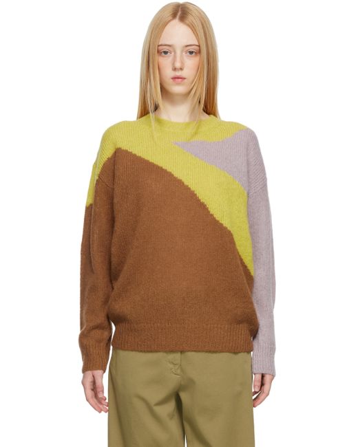 Dries Van Noten Yellow Alpaca Color Block Sweater
