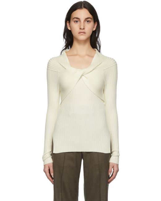 Gia Studios Off Rib Knotted V-Neck Sweater