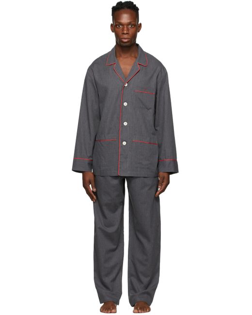 Isaia Grey Flannel Pyjama Set