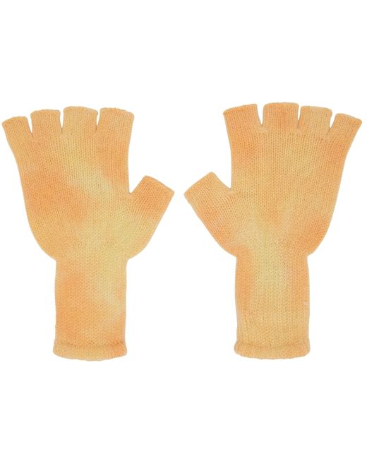 The Elder Statesman Orange Hot Fingerless Gloves