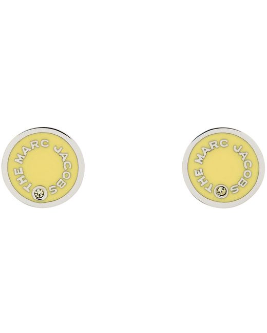 Marc Jacobs Silver Black The Medallion Studs Earrings