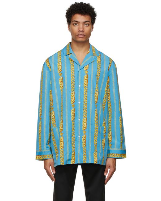 Versace Blue Chain Print Pyjama Top
