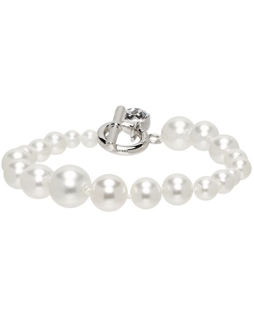 J.W.Anderson Silver Graduated Pearl Crystal Anklet