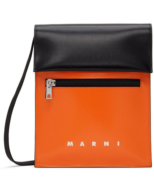 Marni Orange Small PVC Tribeca Messenger Bag
