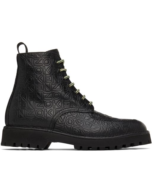 Kenzo Leather K-Mount Laced Ankle Boots