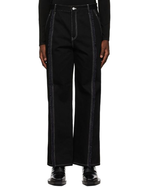 Dion Lee Navy Frayed Two-Tone Jeans