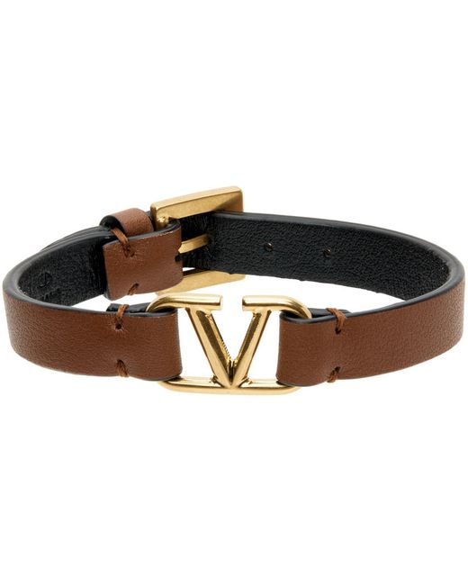 Valentino Garavani Brown Calfskin VLogo Signature Bracelet