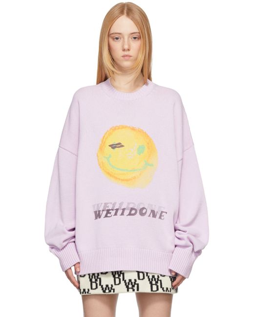 We11done Purple Knit Smiley Sweater