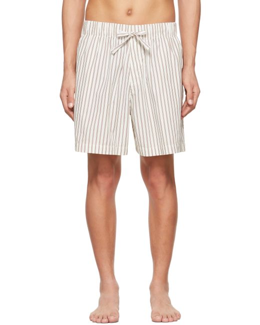 Tekla White Poplin Stripe Pyjama Shorts