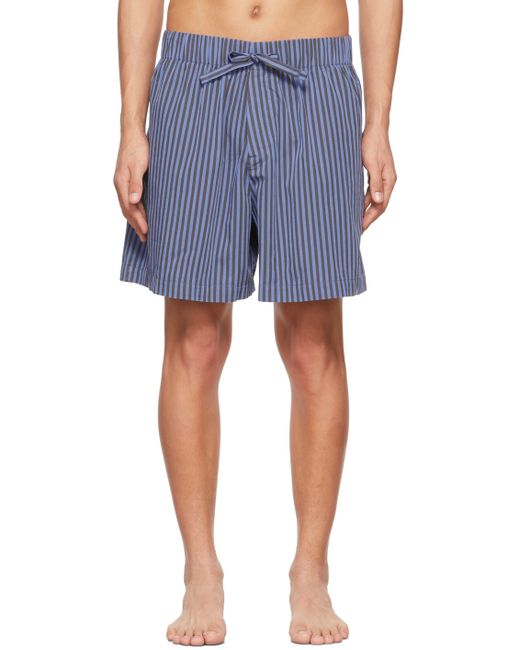 Tekla Grey Poplin Stripe Pyjama Shorts